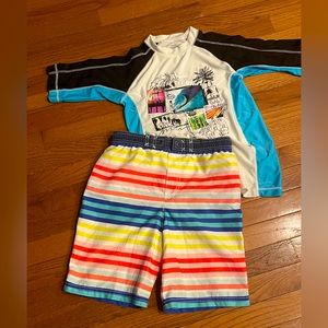 Carter’s Sz 10 Boys Swim Trunks w/ Old Navy Rash Guard